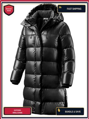 Womens Long Winter Puffer Jacket Hooded Synthetic Insulated Water Repellent
